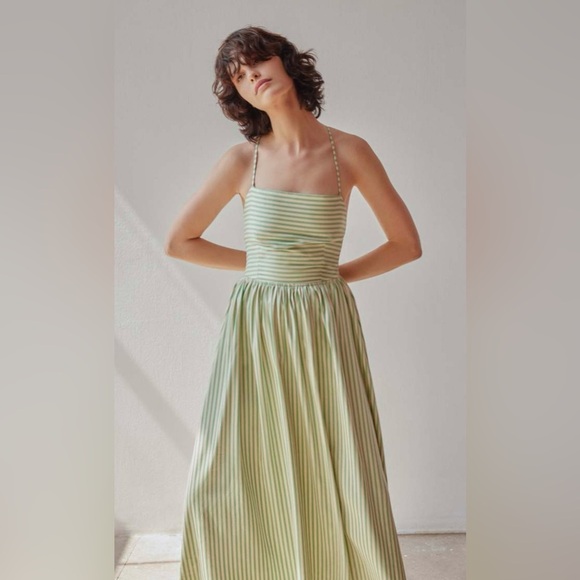 Anthropologie Dresses & Skirts - OhSevenDays Beth Dress – Green Stripe – Size Small – 100% Cotton